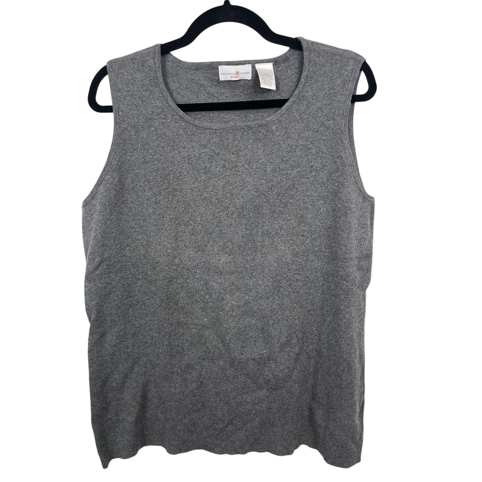 Preswick And Moore Gray Cotton Scoop Neck Knit Tank Top Women’s 1x